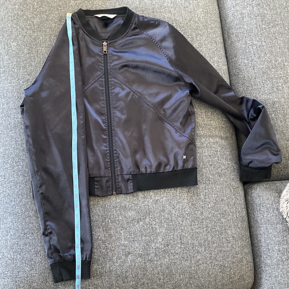 Nikita | Black Satin Bomber Jacket. Size Large (fits Medium). Zipper. - Picture 10 of 12